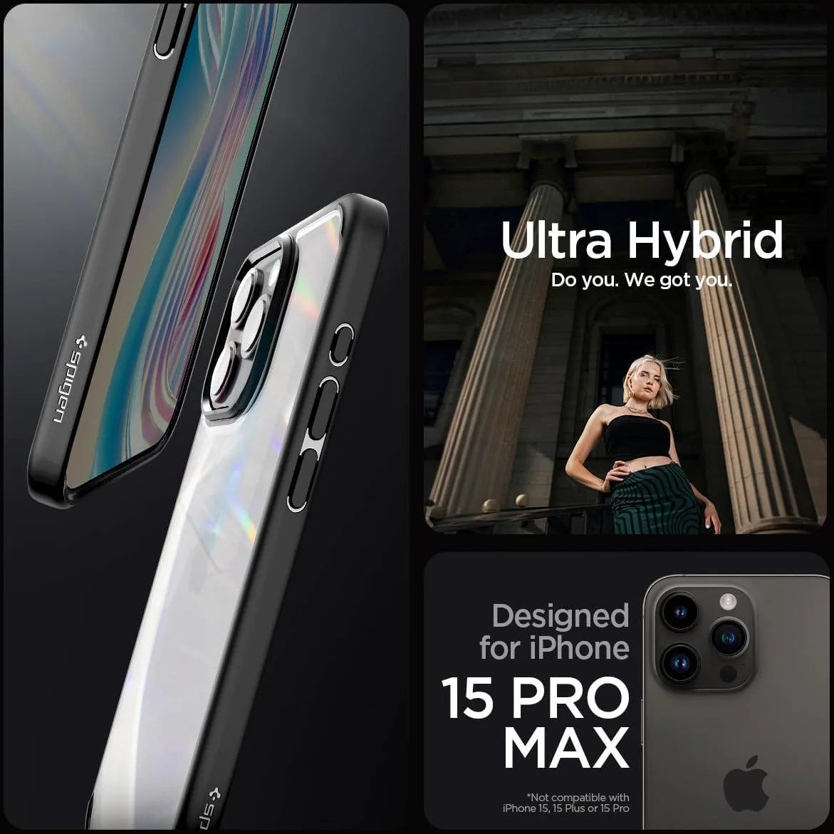 Spigen Ultra Hybrid Apple iPhone 15 Pro Max Hoesje Matte Zwart afbeelding 8