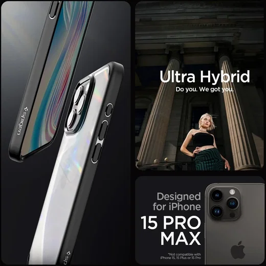 Spigen Ultra Hybrid Apple iPhone 15 Pro Max Hoesje Matte Zwart afbeelding 8