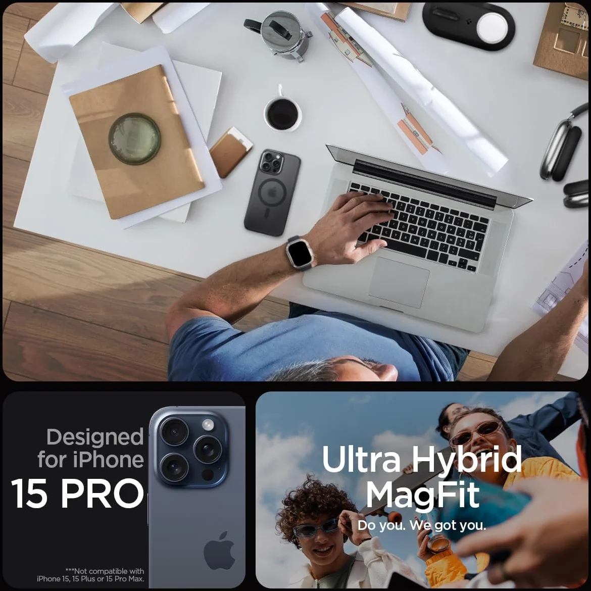 Spigen Ultra Hybrid MagSafe Apple iPhone 15 Pro Hoesje Zwart afbeelding 8