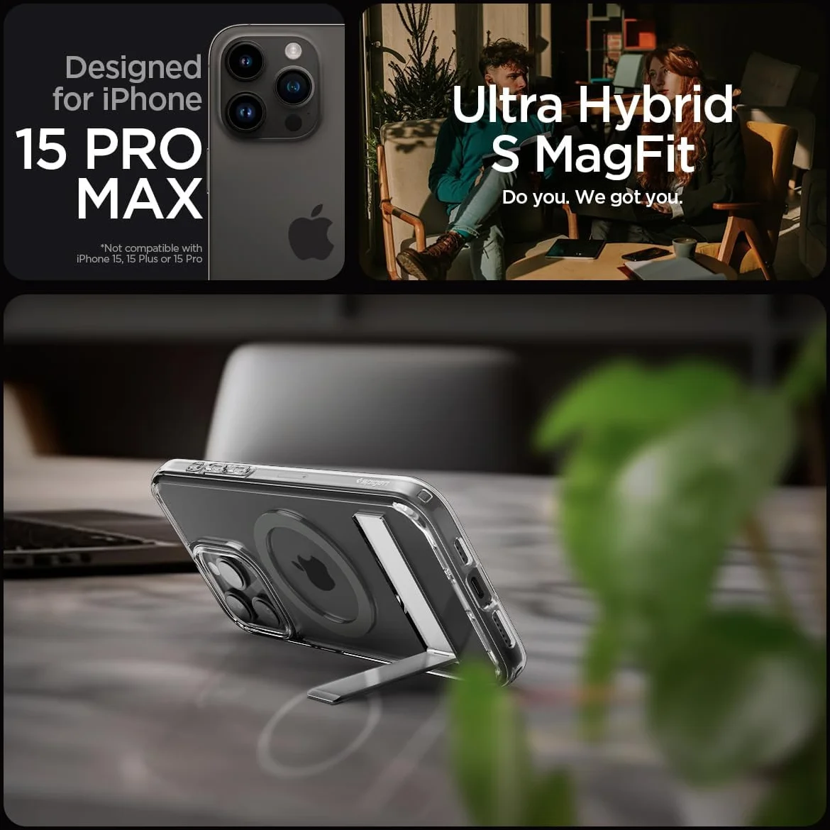 Spigen Ultra Hybrid MagSafe Apple iPhone 15 Pro Max Hoesje Graphite afbeelding 3