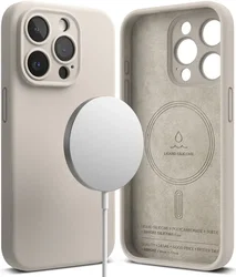 Ringke Silicone Apple iPhone 15 Pro Max Hoesje MagSafe Beige afbeelding