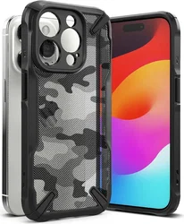Ringke Fusion X Apple iPhone 15 Pro Hoesje Back Cover Camo Zwart afbeelding