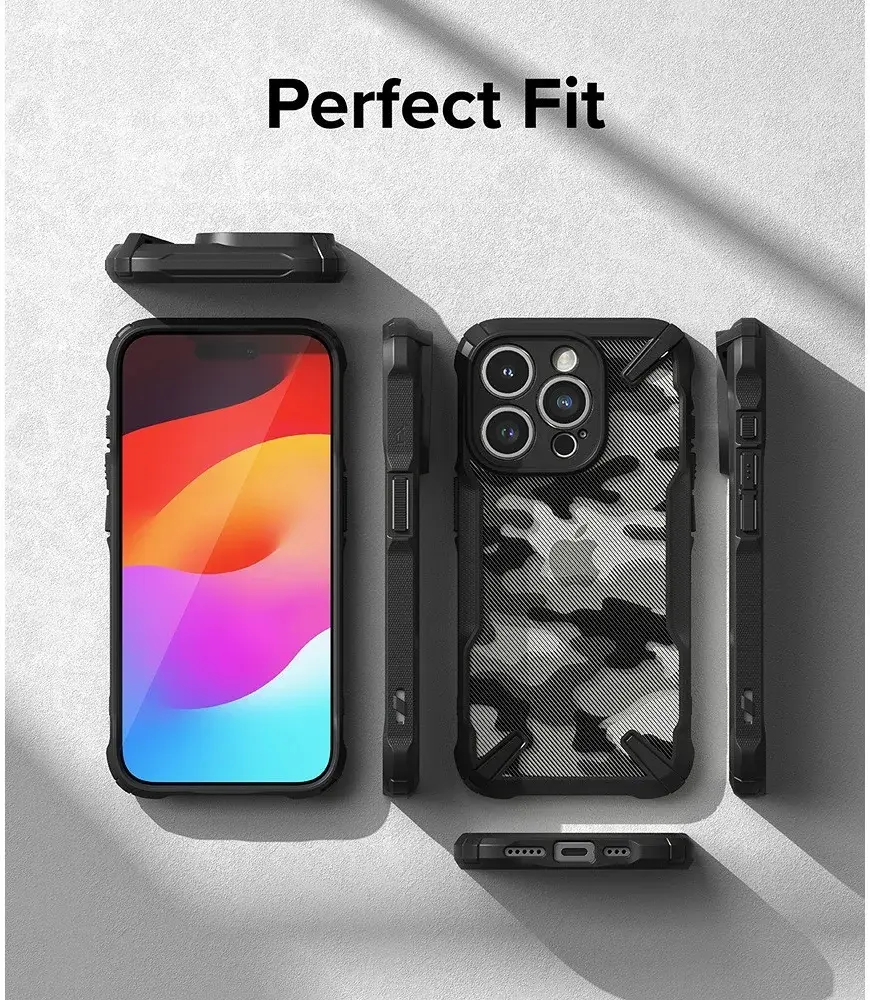 Ringke Fusion X Apple iPhone 15 Pro Hoesje Back Cover Camo Zwart afbeelding 11