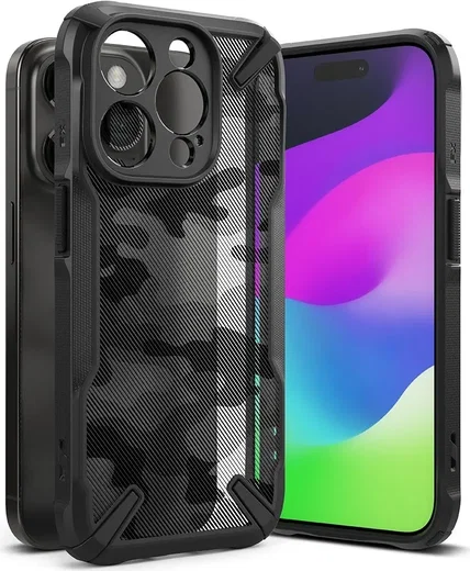 Ringke Fusion X Apple iPhone 15 Pro Hoesje Back Cover Camo Zwart afbeelding 13
