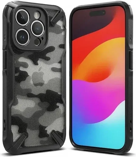 Ringke Fusion X Apple iPhone 15 Pro Hoesje Back Cover Camo Zwart afbeelding 2
