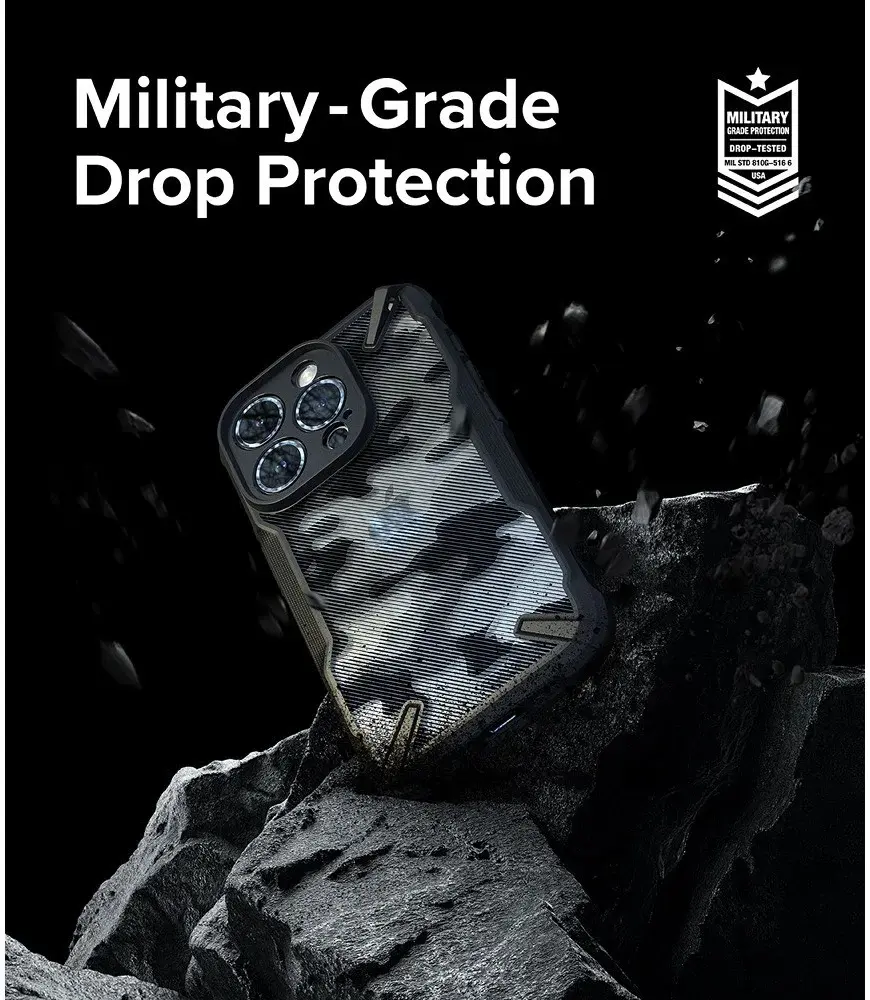 Ringke Fusion X Apple iPhone 15 Pro Hoesje Back Cover Camo Zwart afbeelding 3