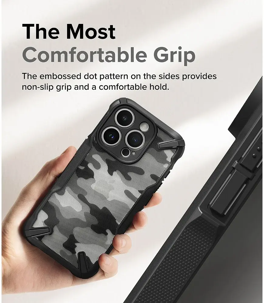 Ringke Fusion X Apple iPhone 15 Pro Hoesje Back Cover Camo Zwart afbeelding 4