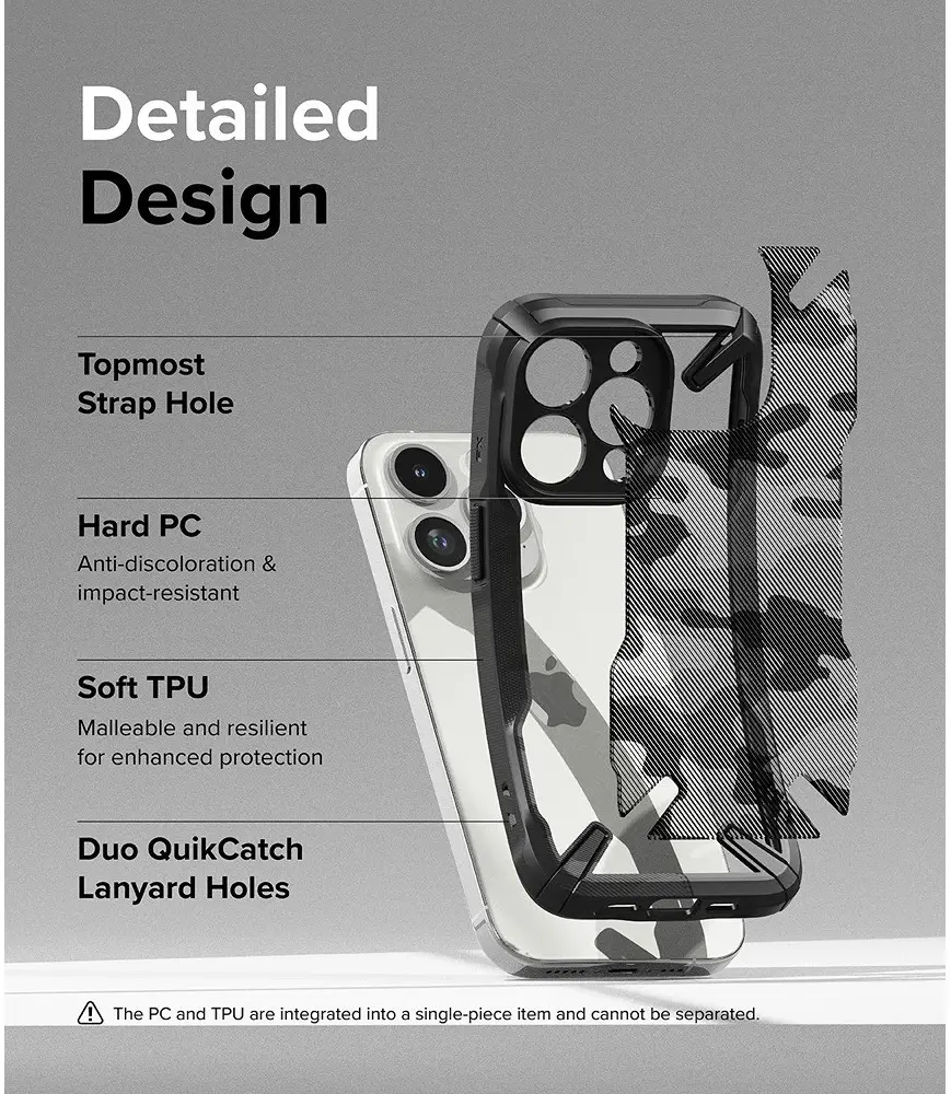 Ringke Fusion X Apple iPhone 15 Pro Hoesje Back Cover Camo Zwart afbeelding 5