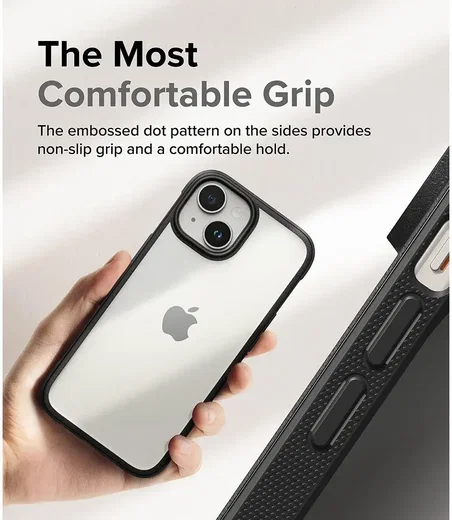 Ringke Fusion Bold Apple iPhone 15 Hoesje Back Cover Transparant Zwart afbeelding 5