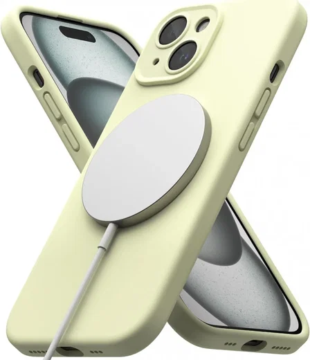 Ringke Silicone Apple iPhone 15 Hoesje Back Cover MagSafe Lime afbeelding 2