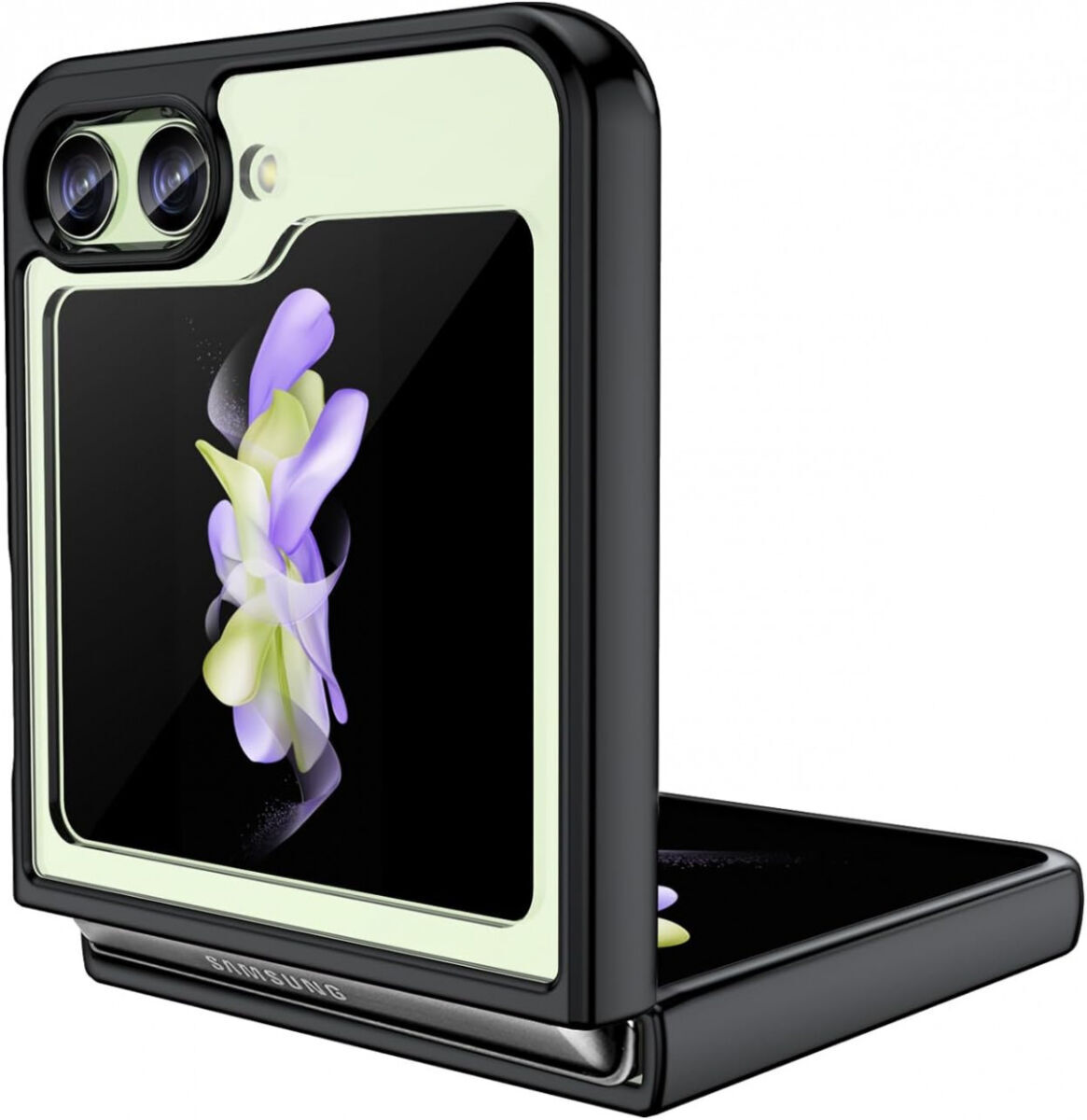 Samsung Galaxy Z Flip 5 Hoesje Back Cover Zwart / Transparant afbeelding 2