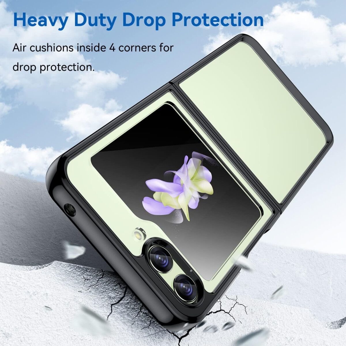Samsung Galaxy Z Flip 5 Hoesje Back Cover Zwart / Transparant afbeelding 3