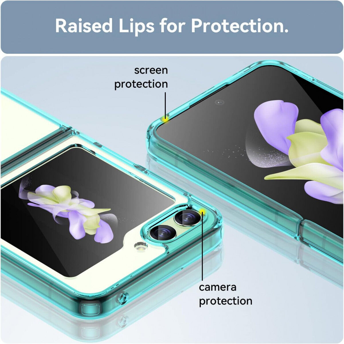 Samsung Galaxy Z Flip 5 Hoesje Back Cover Groen / Transparant afbeelding 5