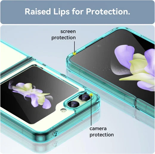 Samsung Galaxy Z Flip 5 Hoesje Back Cover Groen / Transparant afbeelding 5