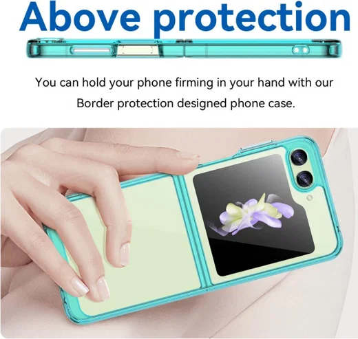 Samsung Galaxy Z Flip 5 Hoesje Back Cover Groen / Transparant afbeelding 6