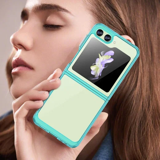 Samsung Galaxy Z Flip 5 Hoesje Back Cover Groen / Transparant afbeelding 7