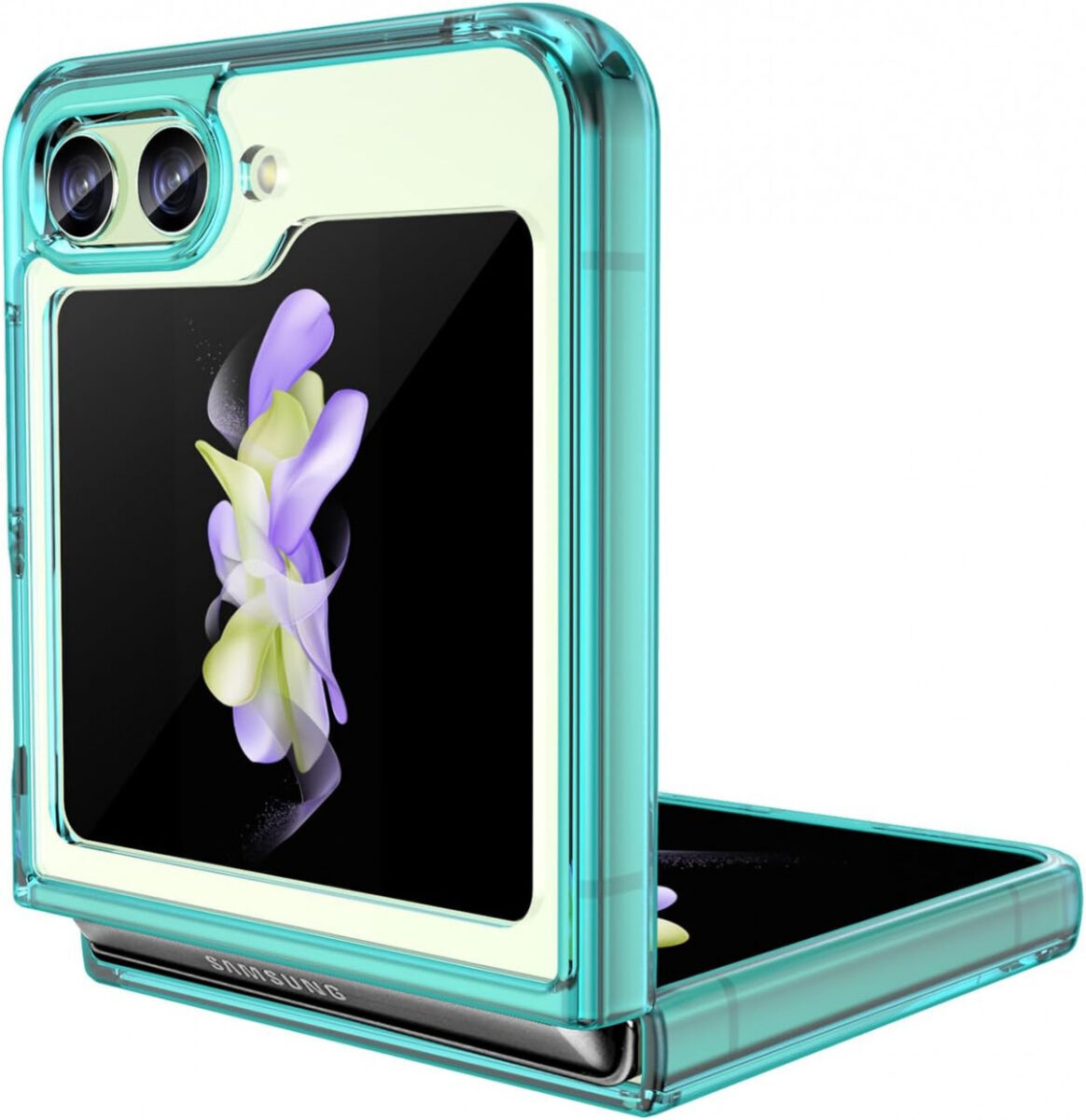 Samsung Galaxy Z Flip 5 Hoesje Back Cover Groen / Transparant afbeelding 2