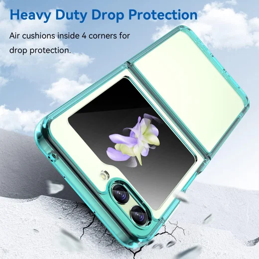 Samsung Galaxy Z Flip 5 Hoesje Back Cover Groen / Transparant afbeelding 3