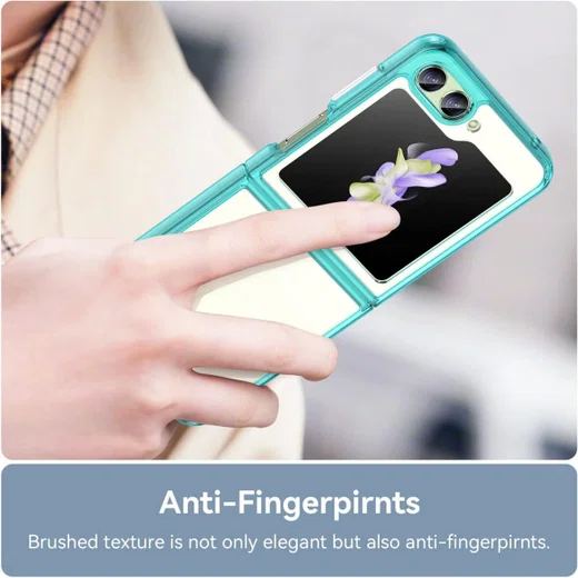 Samsung Galaxy Z Flip 5 Hoesje Back Cover Groen / Transparant afbeelding 4