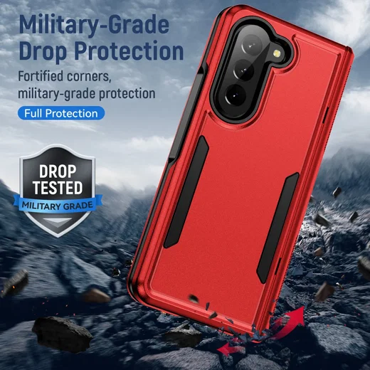 Samsung Galaxy Z Fold 5 Hoesje Armor Back Cover Rood afbeelding 3