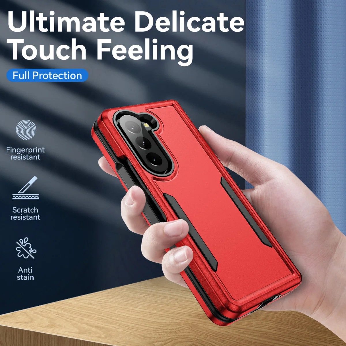 Samsung Galaxy Z Fold 5 Hoesje Armor Back Cover Rood afbeelding 4