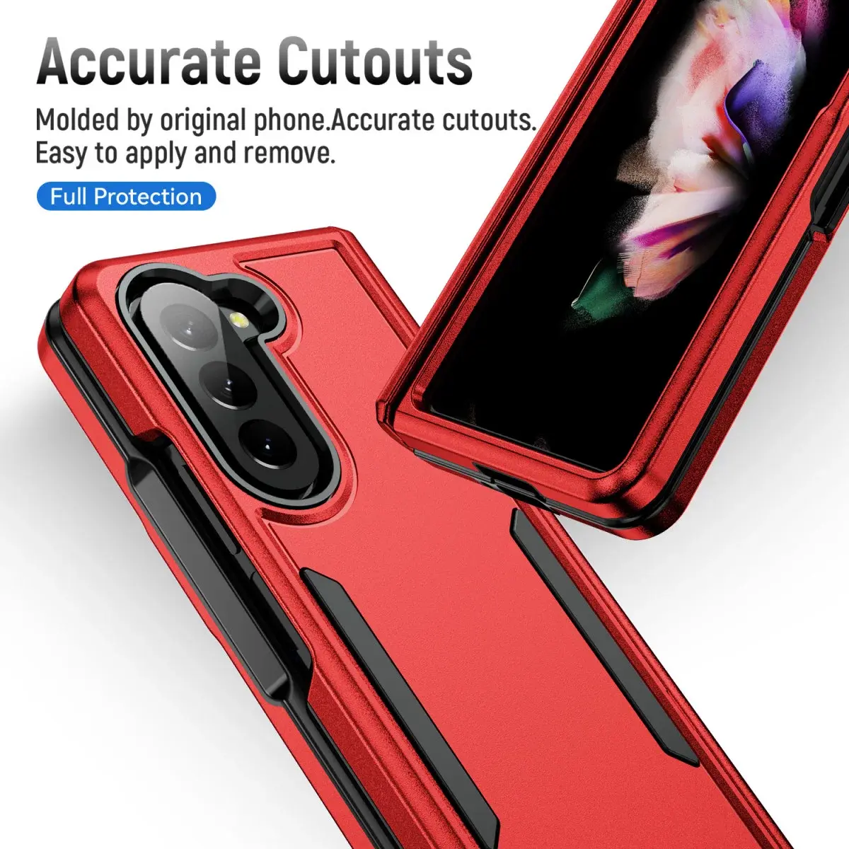 Samsung Galaxy Z Fold 5 Hoesje Armor Back Cover Rood afbeelding 5