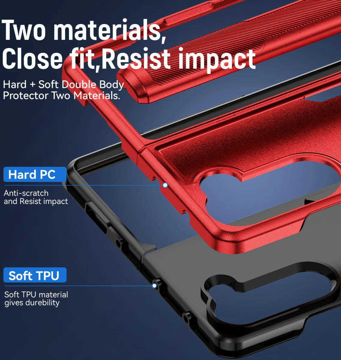 Samsung Galaxy Z Fold 5 Hoesje Armor Back Cover Rood afbeelding 7
