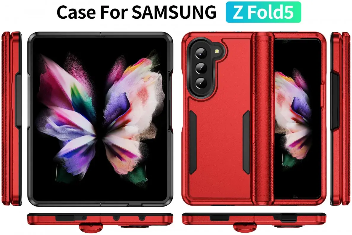 Samsung Galaxy Z Fold 5 Hoesje Armor Back Cover Rood afbeelding 8