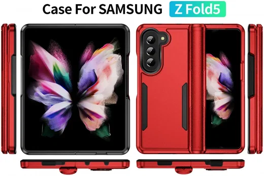 Samsung Galaxy Z Fold 5 Hoesje Armor Back Cover Rood afbeelding 8