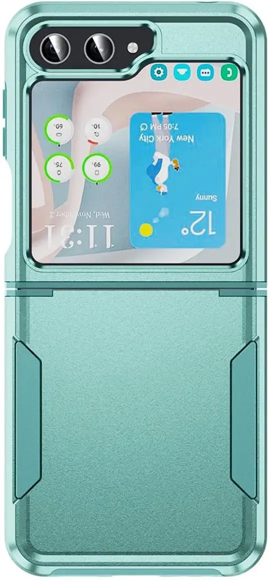 Samsung Galaxy Z Flip 5 Hoesje Armor Back Cover Groen afbeelding 2