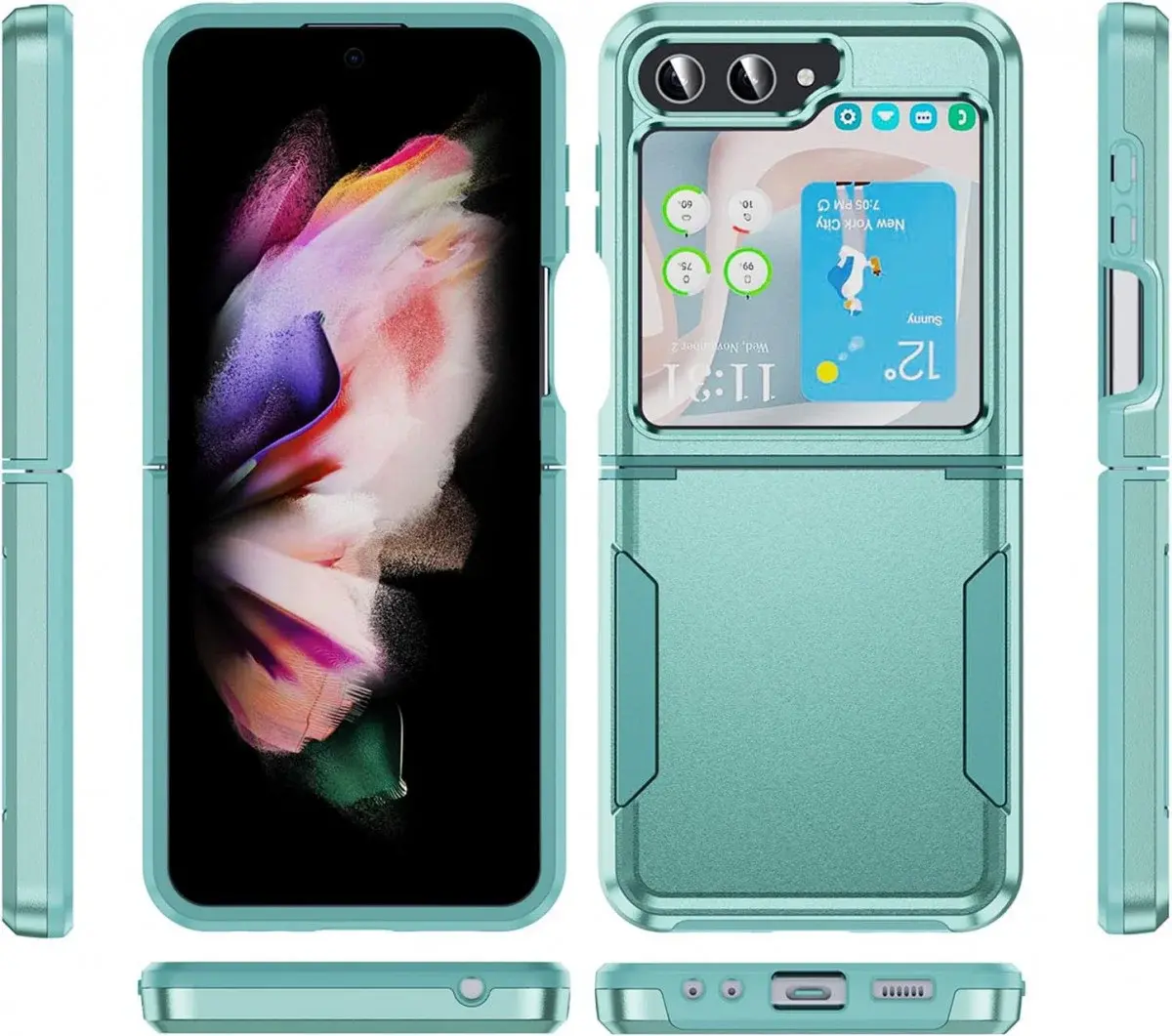 Samsung Galaxy Z Flip 5 Hoesje Armor Back Cover Groen afbeelding 3