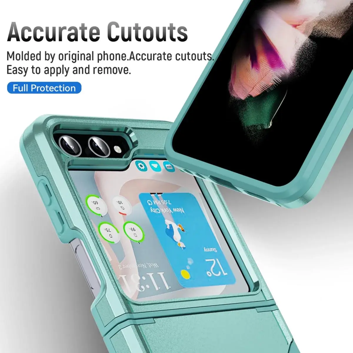 Samsung Galaxy Z Flip 5 Hoesje Armor Back Cover Groen afbeelding 5