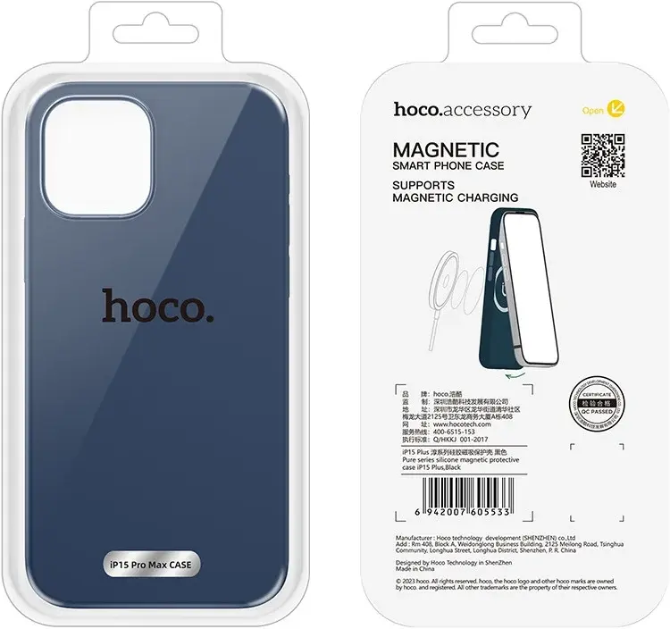 Hoco Pure Series Apple iPhone 15 Pro Hoesje Siliconen MagSafe Blauw afbeelding 5