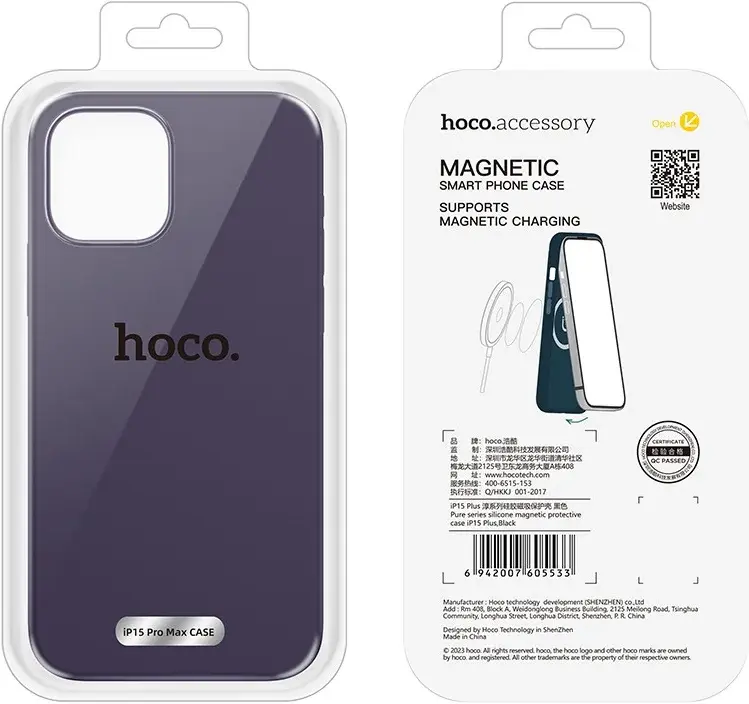 Hoco Pure Series Apple iPhone 15 Pro Hoesje Siliconen MagSafe Paars afbeelding 5