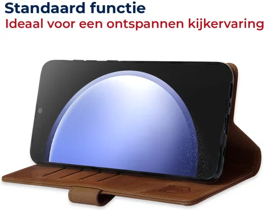 Rosso Deluxe Samsung Galaxy S23 FE Hoesje Echt Leer Book Case Bruin afbeelding 5
