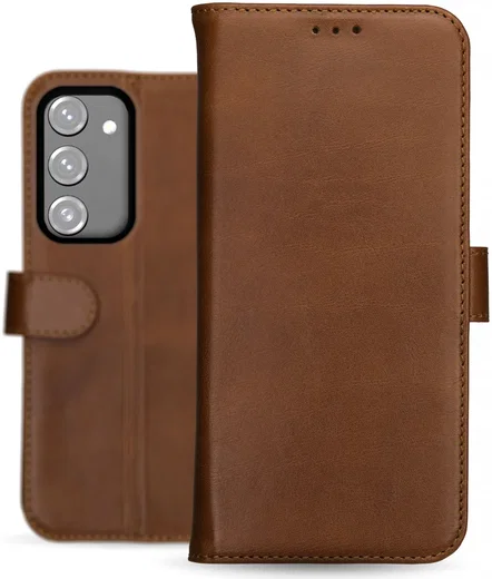 Rosso Deluxe Samsung Galaxy S23 FE Hoesje Echt Leer Book Case Bruin afbeelding 4