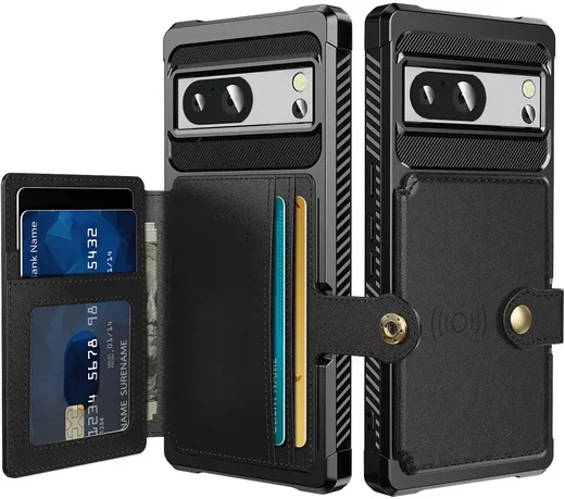 Google Pixel 8 3 in 1 Back Cover Portemonnee Hoesje Zwart afbeelding 1