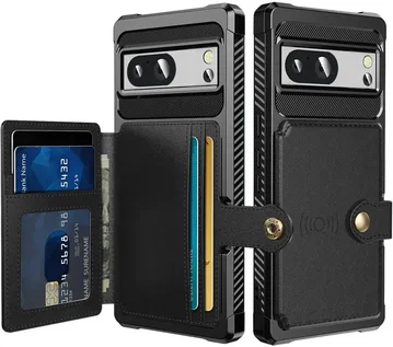 Google Pixel 8 3 in 1 Back Cover Portemonnee Hoesje Zwart