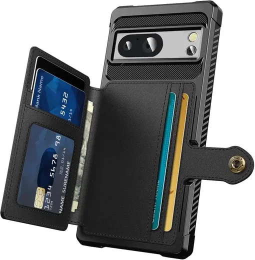 Google Pixel 8 3 in 1 Back Cover Portemonnee Hoesje Zwart afbeelding 2