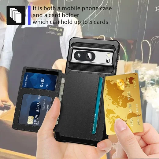 Google Pixel 8 3 in 1 Back Cover Portemonnee Hoesje Zwart afbeelding 6