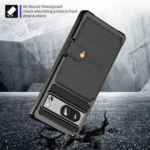 Google Pixel 8 3 in 1 Back Cover Portemonnee Hoesje Zwart afbeelding 8