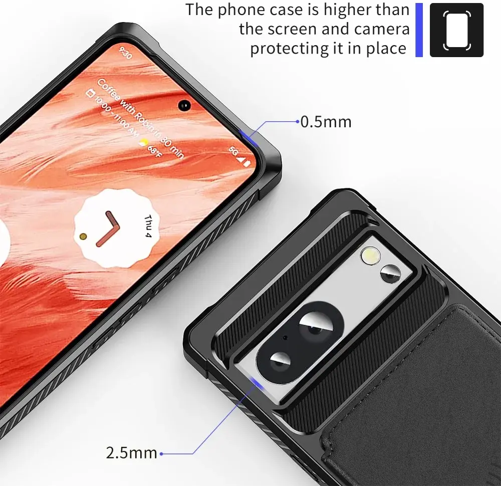Google Pixel 8 3 in 1 Back Cover Portemonnee Hoesje Zwart afbeelding 9