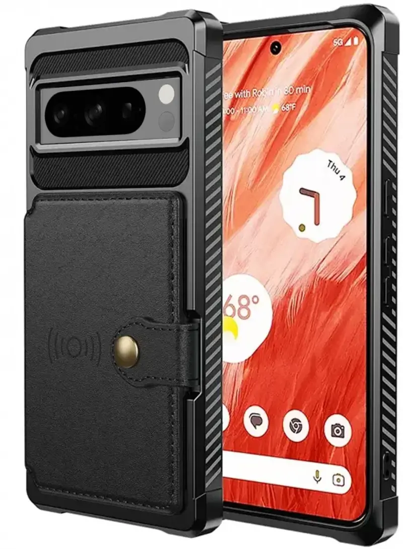 Google Pixel 8 Pro 3 in 1 Back Cover Portemonnee Hoesje Zwart afbeelding 2