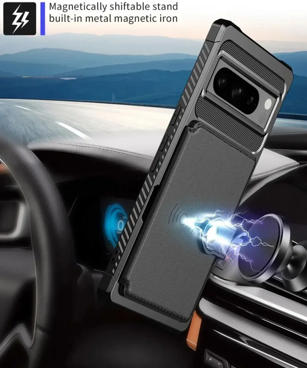 Google Pixel 8 Pro 3 in 1 Back Cover Portemonnee Hoesje Zwart afbeelding 5