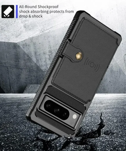 Google Pixel 8 Pro 3 in 1 Back Cover Portemonnee Hoesje Zwart afbeelding 7