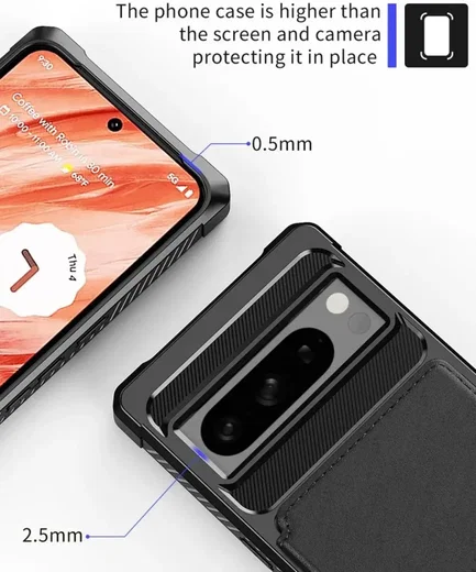 Google Pixel 8 Pro 3 in 1 Back Cover Portemonnee Hoesje Zwart afbeelding 8