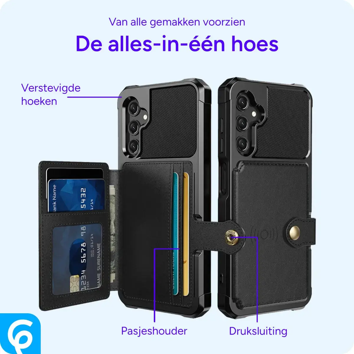 Samsung Galaxy A25 3 in 1 Back Cover Portemonnee Hoesje Zwart afbeelding 8