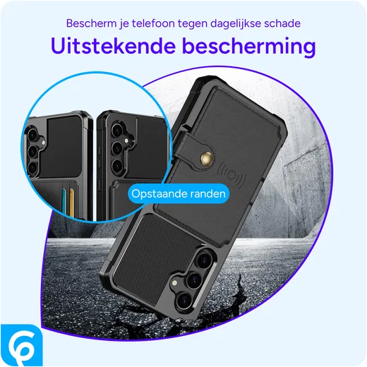 Samsung Galaxy S23 FE 3 in 1 Back Cover Portemonnee Hoesje Zwart afbeelding 5