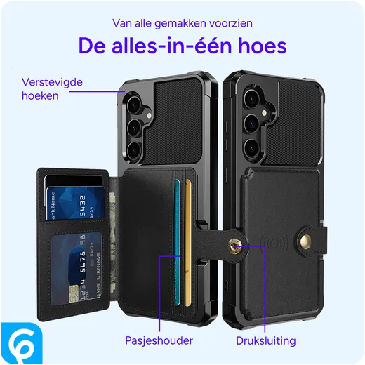 Samsung Galaxy S23 FE 3 in 1 Back Cover Portemonnee Hoesje Zwart afbeelding 9