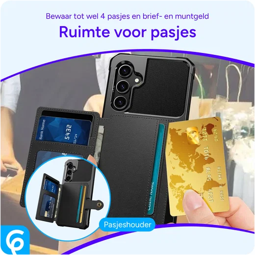 Samsung Galaxy S23 FE 3 in 1 Back Cover Portemonnee Hoesje Zwart afbeelding 3
